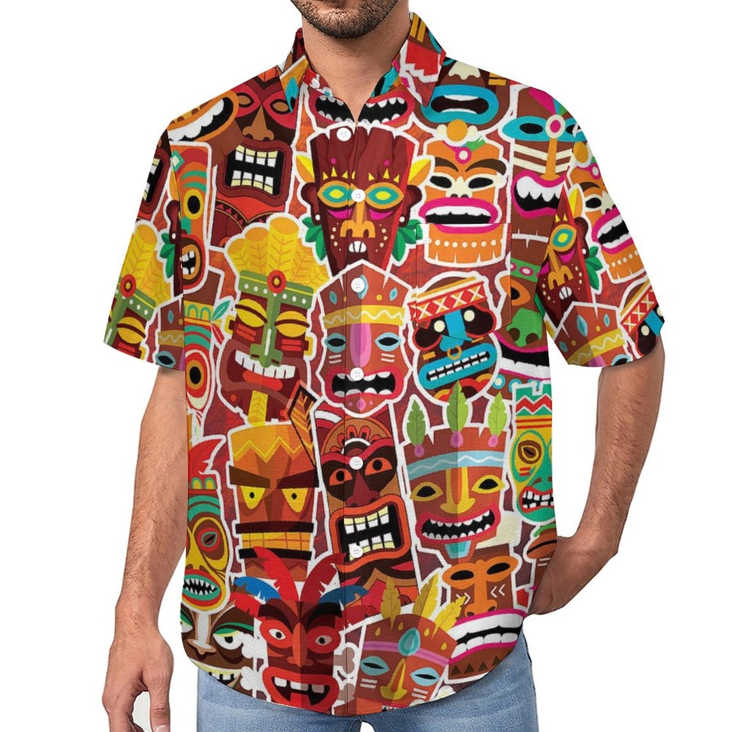 Men's Abstract Print Short Sleeve Shirt 2305106440