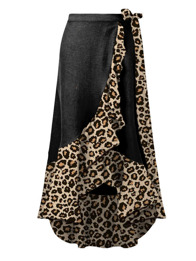 Leopard Gradient Print One Piece Swimsuit and Cover Up