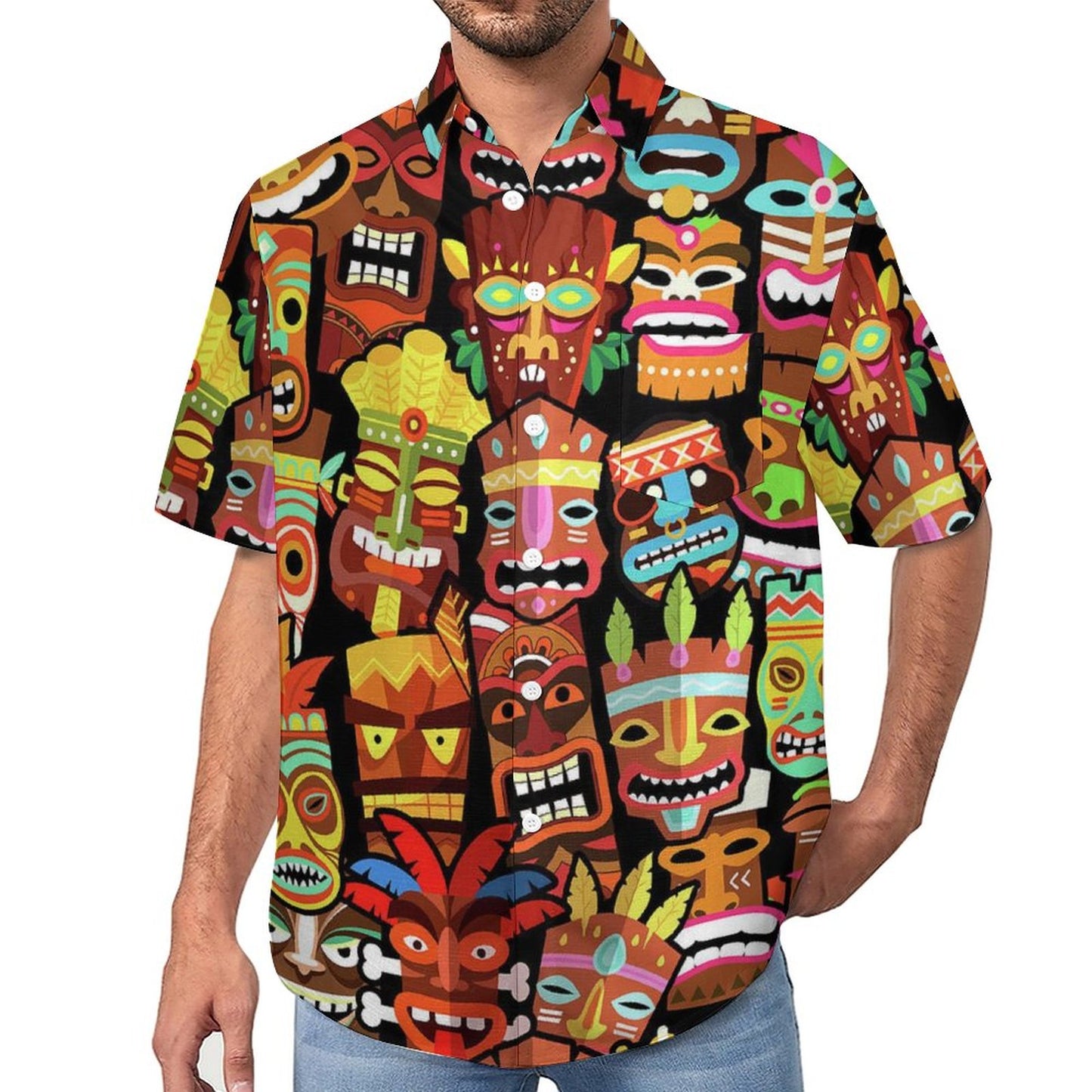 Men's Abstract Print Short Sleeve Shirt 2305106441