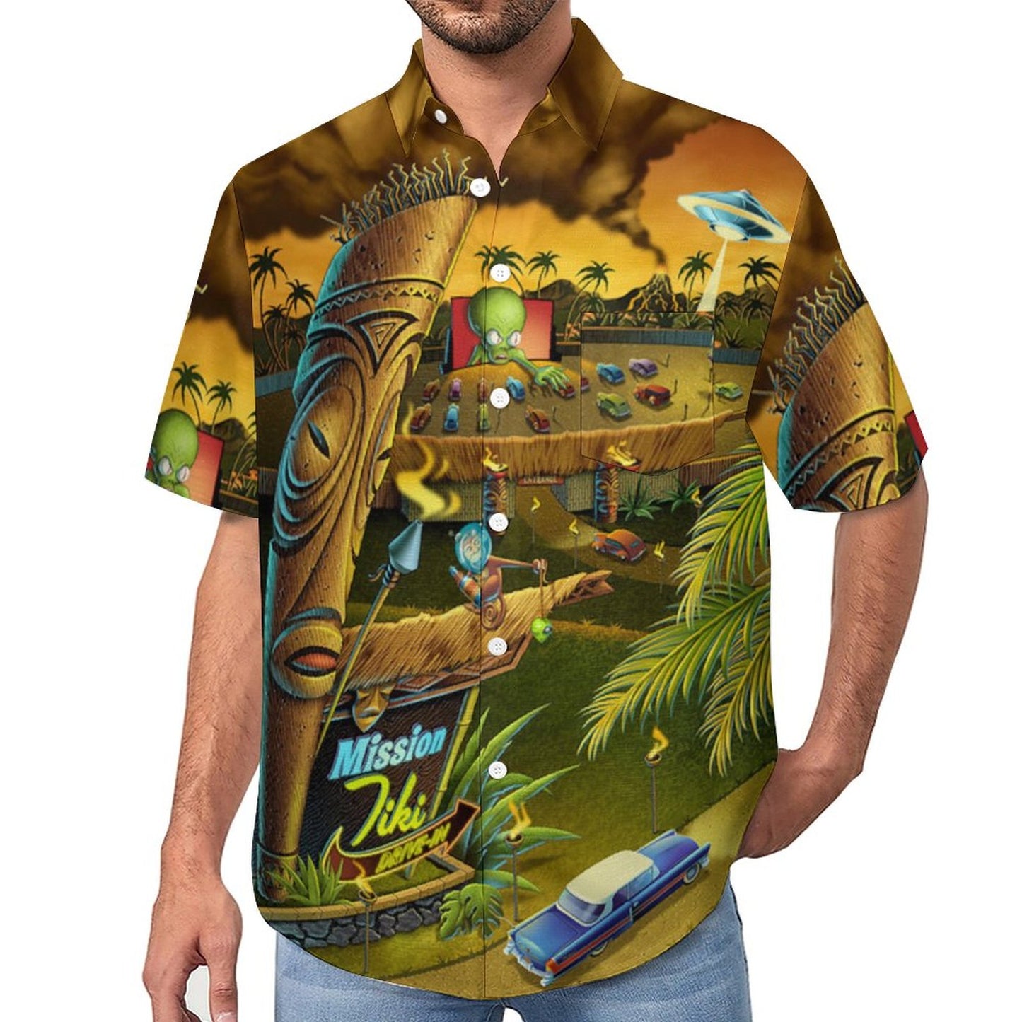 Men's Abstract Print Short Sleeve Shirt 2305106439