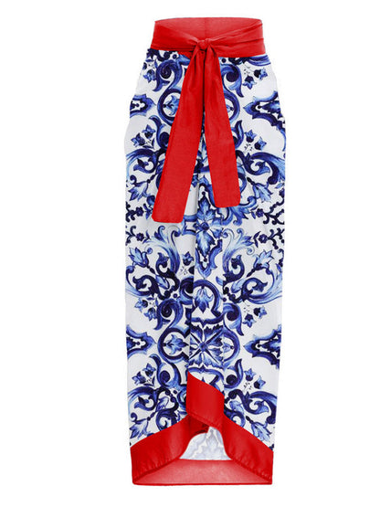 Fashion Colorblock Print Swimsuit