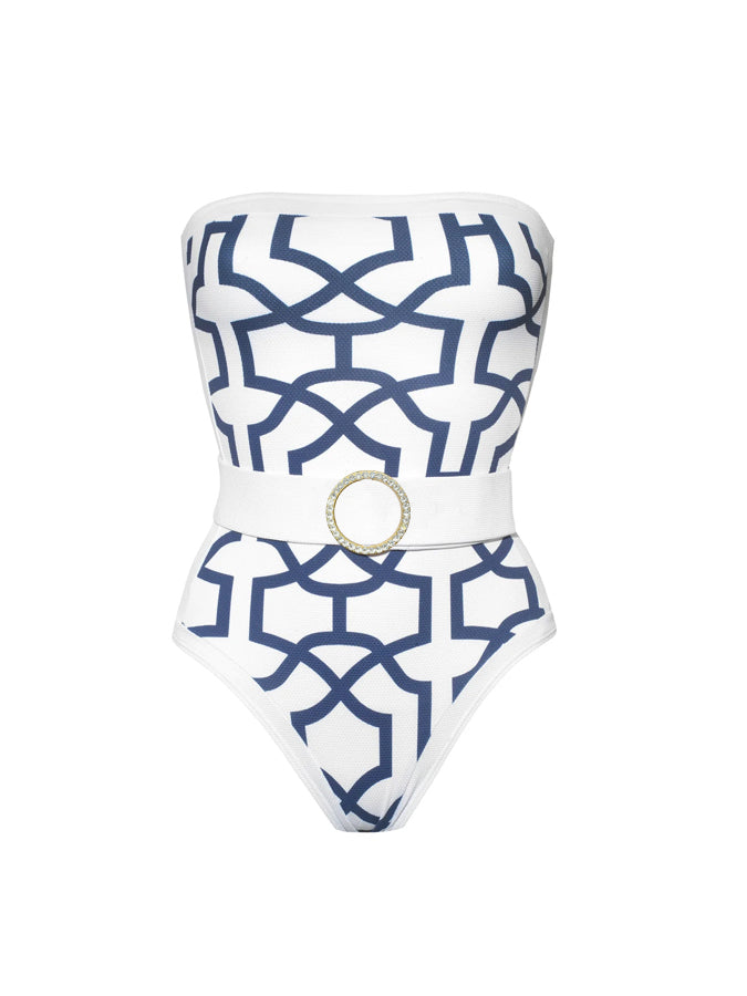 Tile Print Swimsuit and Cover-up