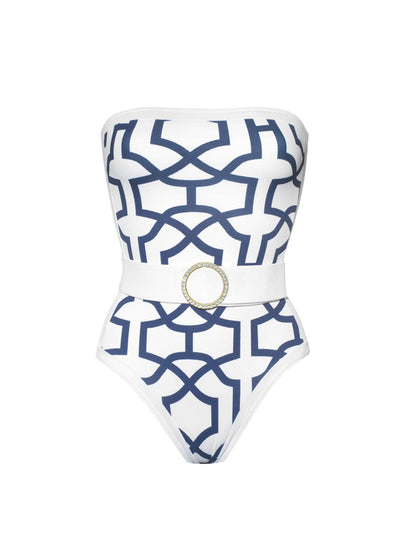 Tile Print Swimsuit and Cover-up
