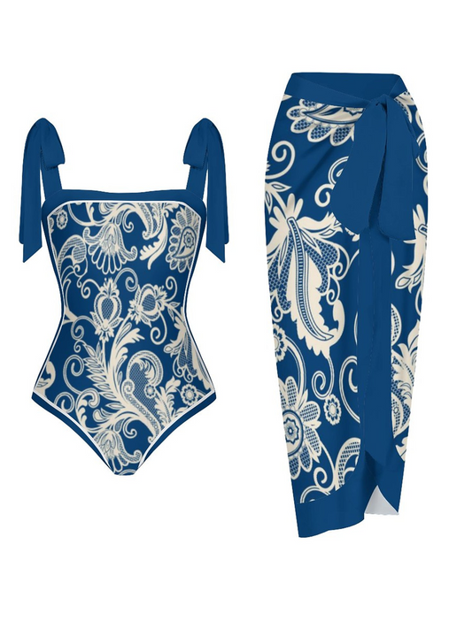Fashion Printed One Piece Swimsuit And Cover Up 2305104538