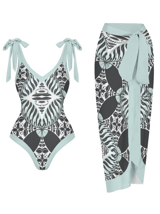 Casual Printed One Piece Swimsuit And Cover Up 2306100474
