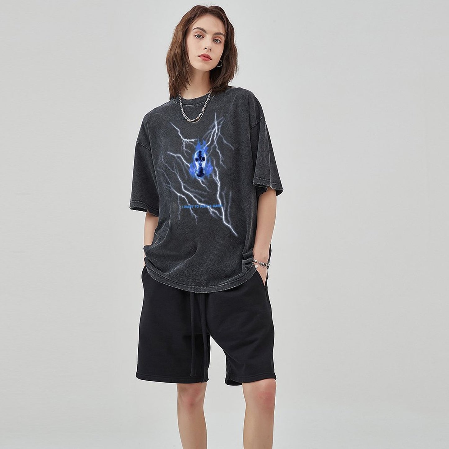 Unisex Vintage Solid Wash T-Shirts 2305102634