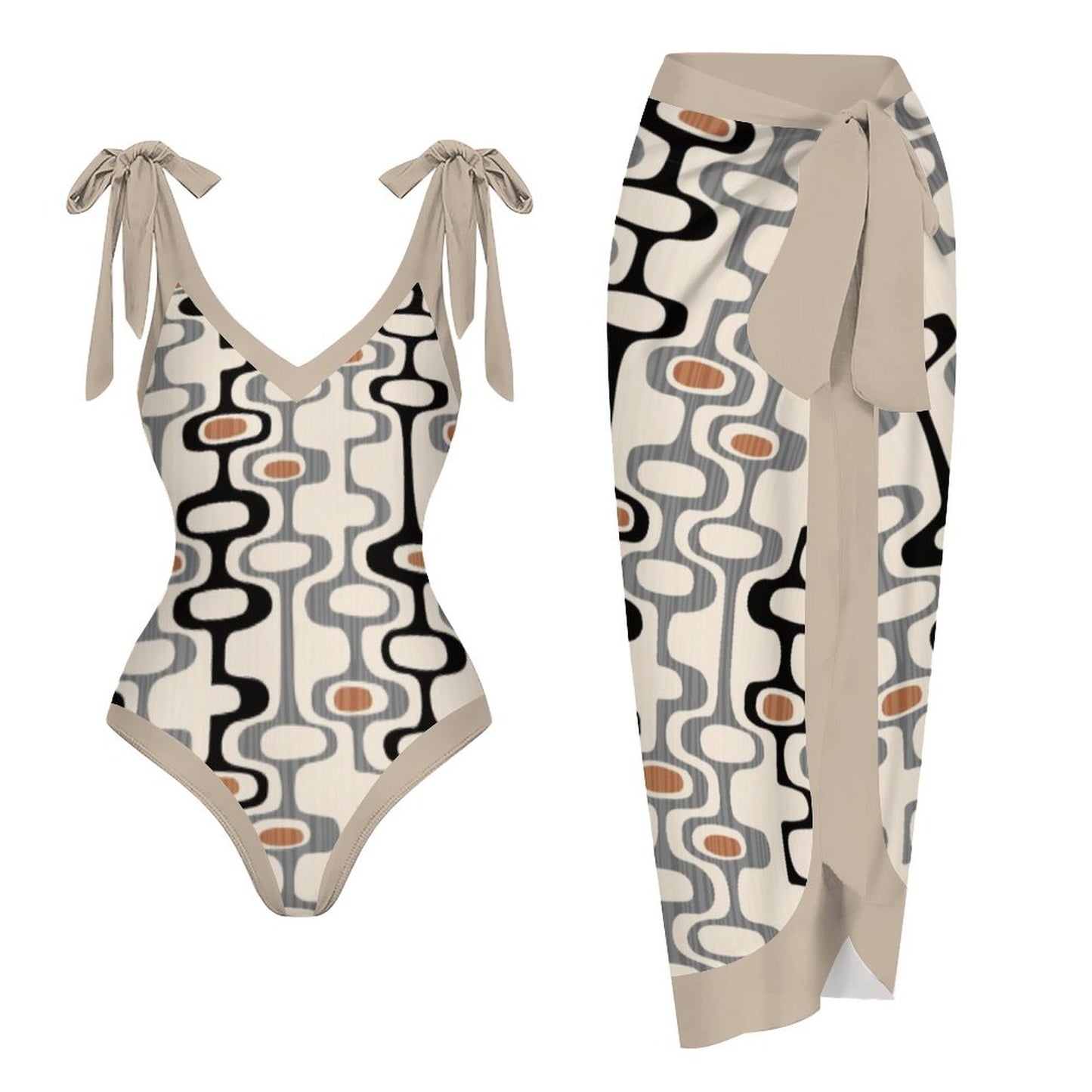 Casual Printed One-Piece Swimsuit And Cover Up 2305102600