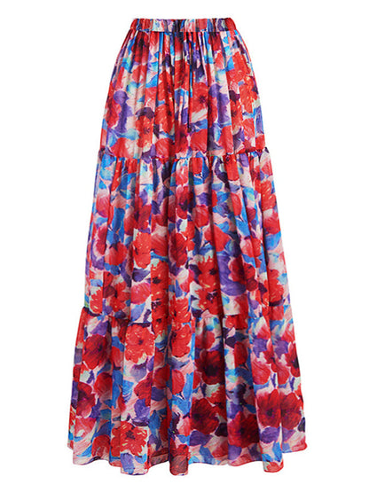 Fashion Floral Print One Piece Swimsuit and Cover Up