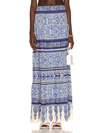 Blue Halter Print Bikini Swimsuit