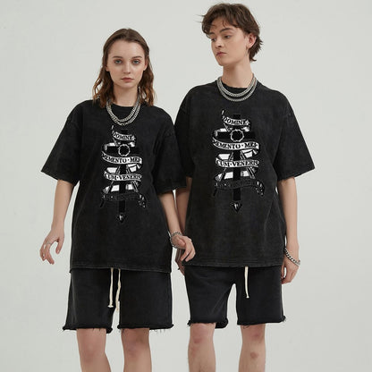 Unisex Vintage Solid Wash T-Shirts 2305103943