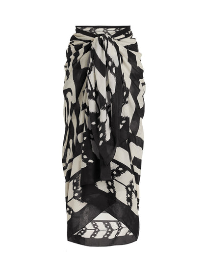 Sexy Bikini And Geometric Print Cover Up