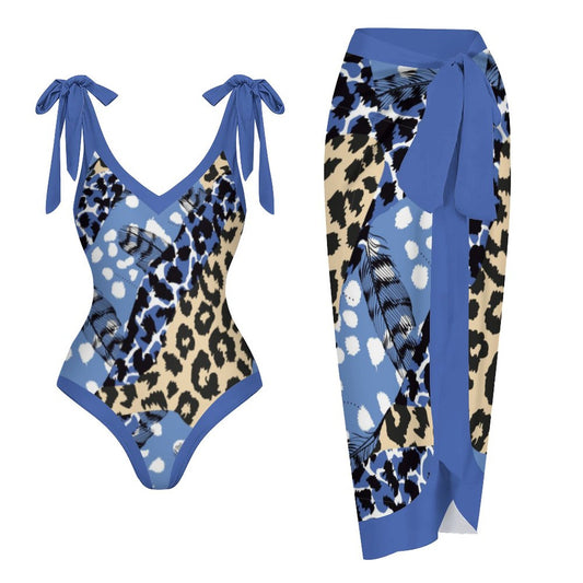 Casual Printed One-Piece Swimsuit And Cover Up 2305102873