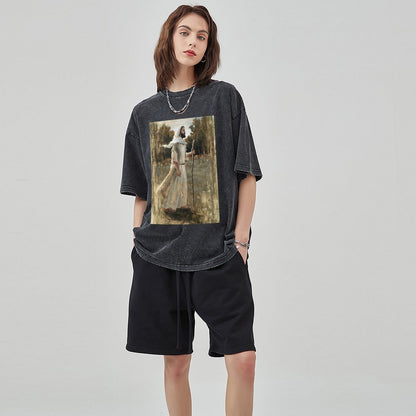 Unisex Vintage Solid Wash T-Shirts 2305103959