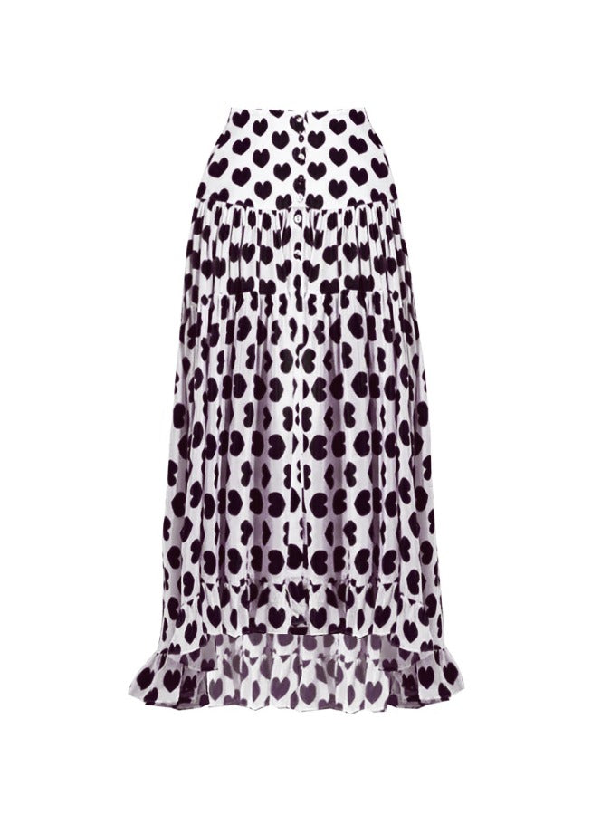 Sling Lace Up Printed One Piece Swimsuit And Beach Skirt