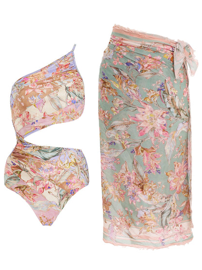 Spliced Cutout One-Piece Swimsuit