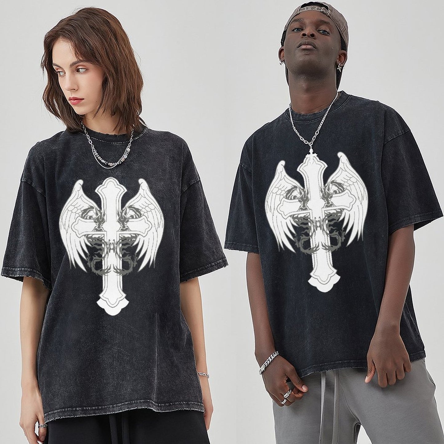 Unisex Vintage Solid Wash T-Shirts 2305102860