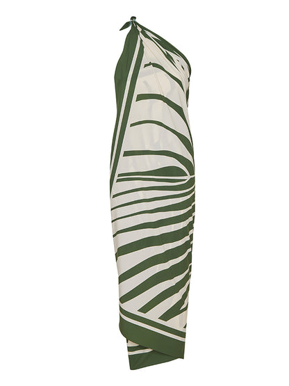 Vintage V-neck Printed Swimsuit and Cover-up