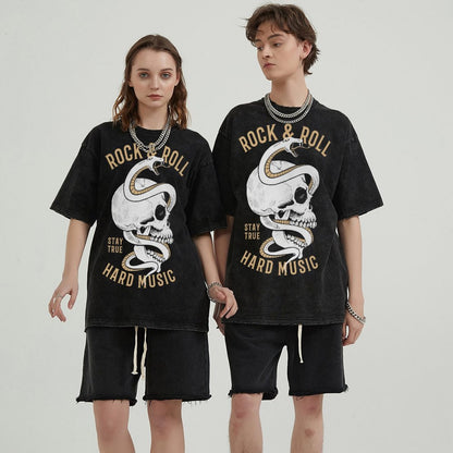 Unisex Vintage Solid Wash T-Shirts 2305101597