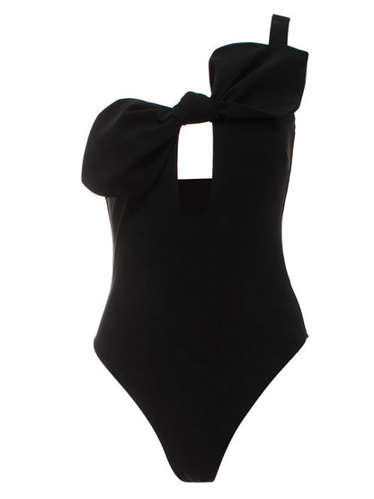 Solid Color One-Shoulder Fashion One-Piece Swimsuit
