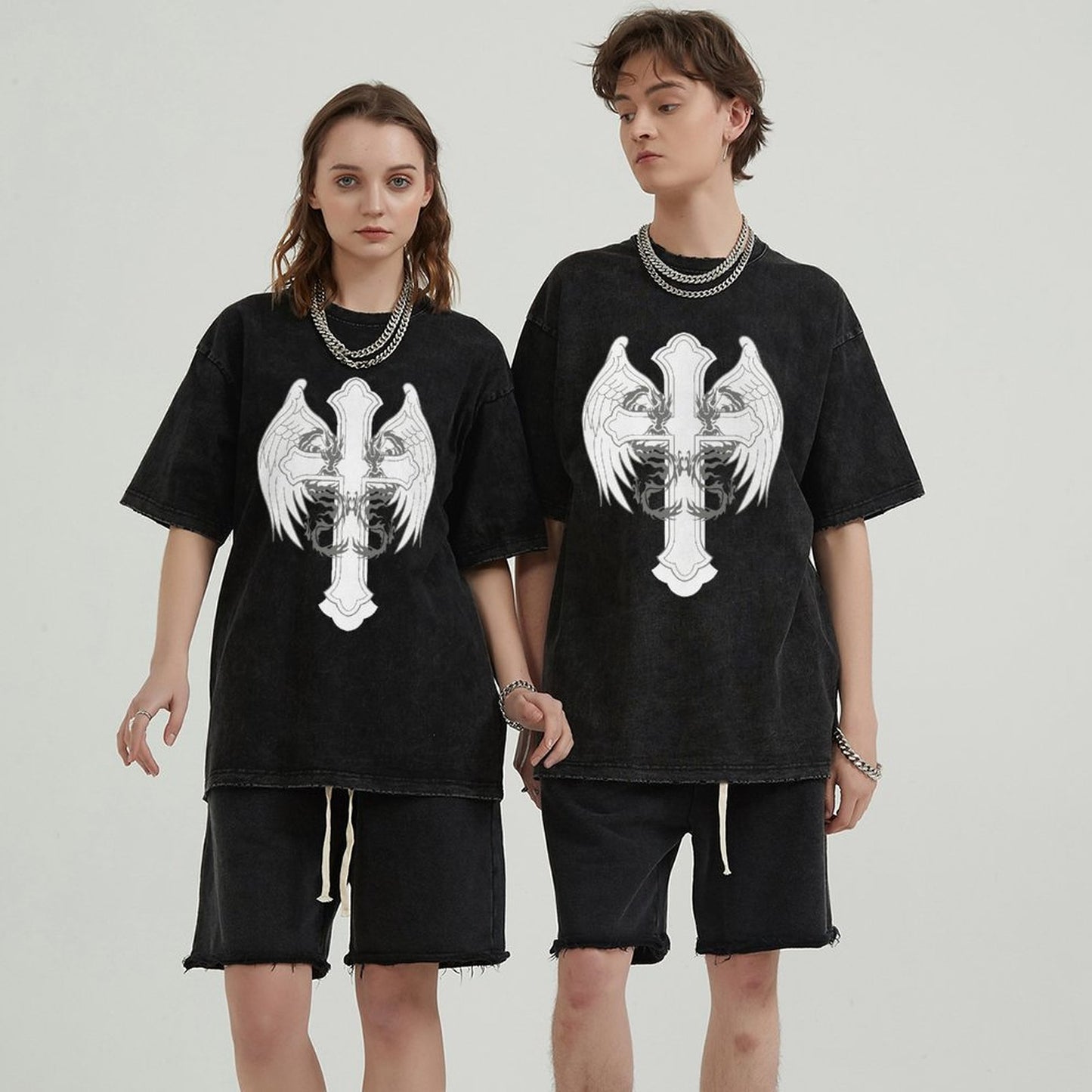 Unisex Vintage Solid Wash T-Shirts 2305102860