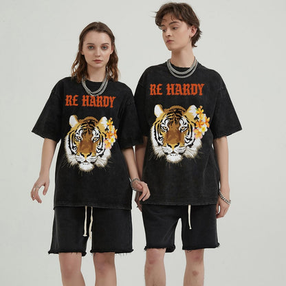 Mens Cotton Wash Solid T-Shirts Oversized Unisex Short Sleeve Streetwear Rap Hip Hop Basic Tee Tops 2305101620