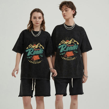Unisex Vintage Solid Wash T-Shirts 2305102646