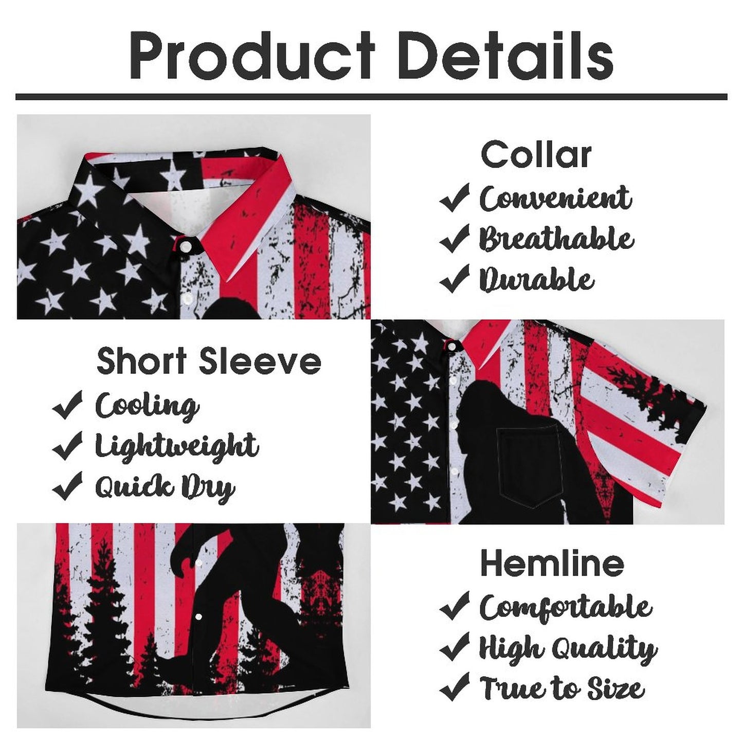 Men's Hawaiian Logo Bigfoot Print Vacation Shirt 2306101855