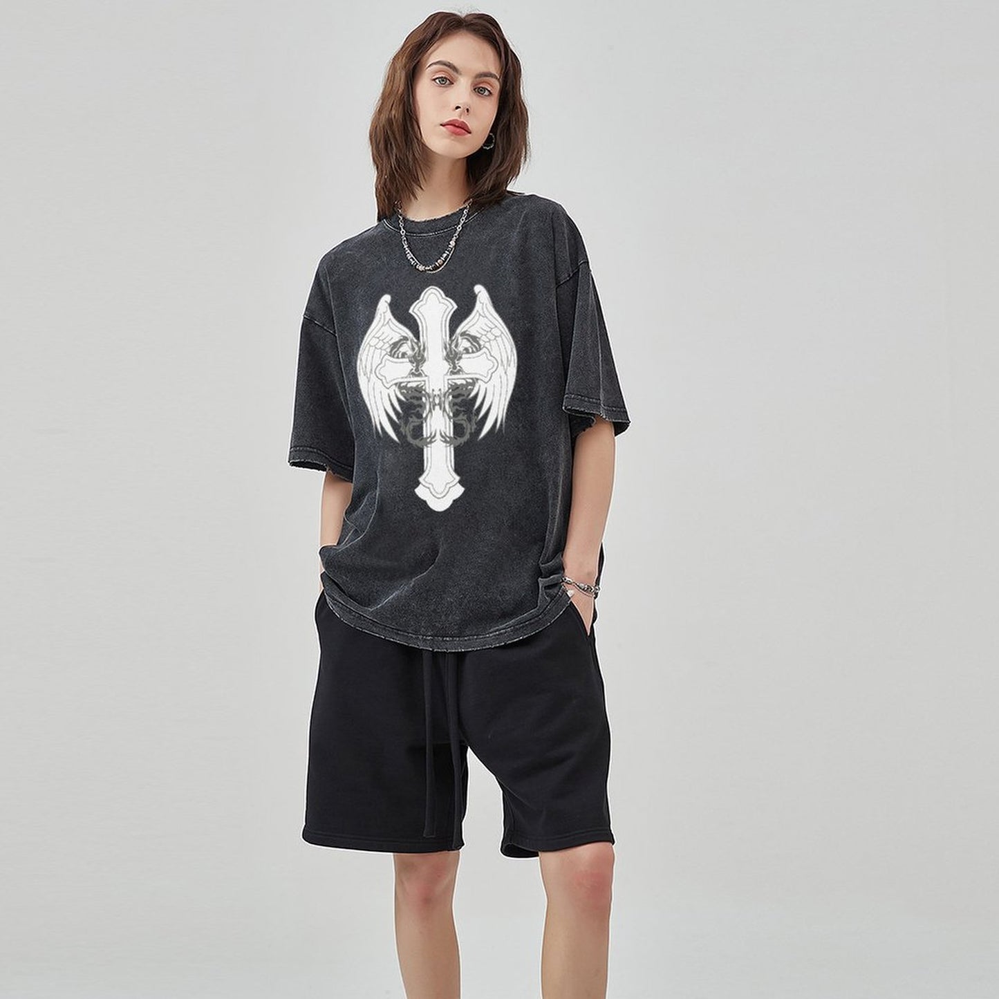 Unisex Vintage Solid Wash T-Shirts 2305102860