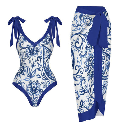 Casual Printed One-Piece Swimsuit And Cover Up 2305102392