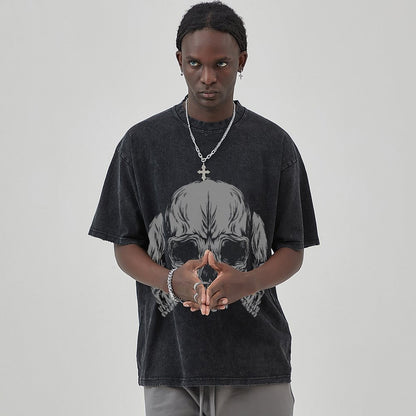 Mens Cotton Wash Solid T-Shirts Oversized Unisex Short Sleeve Streetwear Rap Hip Hop Basic Tee Tops 2305101607
