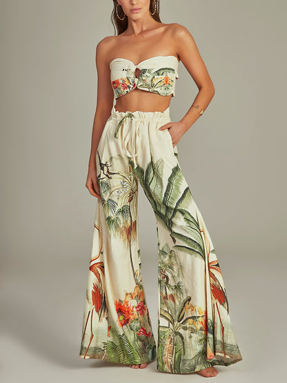 Beach Print Swimsuit and Cover-Up