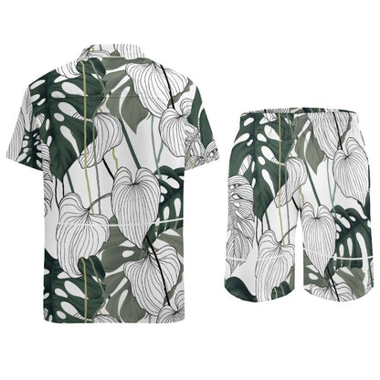 Men's Hawaiian Print Beach Two-Piece Suit 2305102353