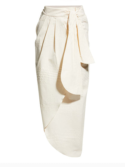 Solid Ruffled Split Swimsuit and Beach Skirt