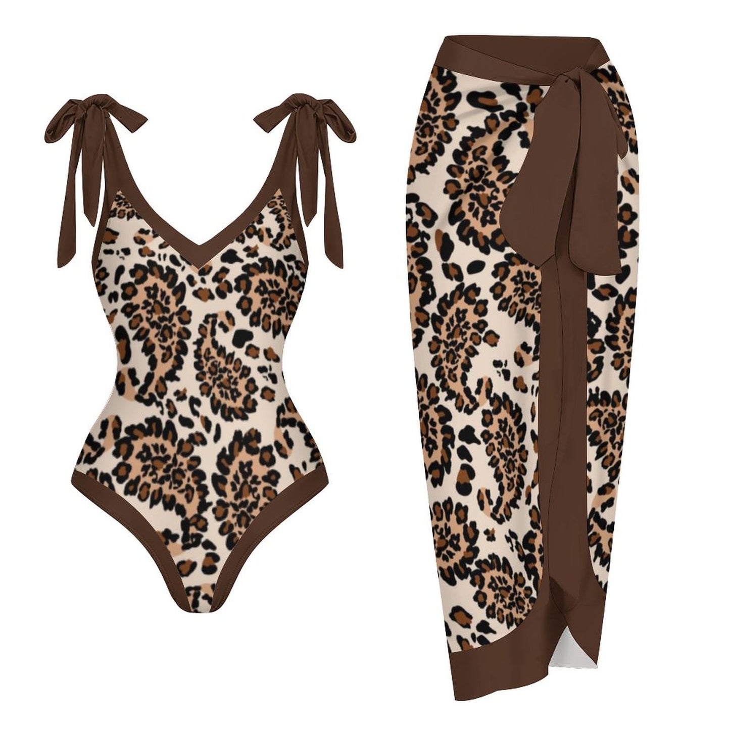 Casual Printed One-Piece Swimsuit And Cover Up 2305102690