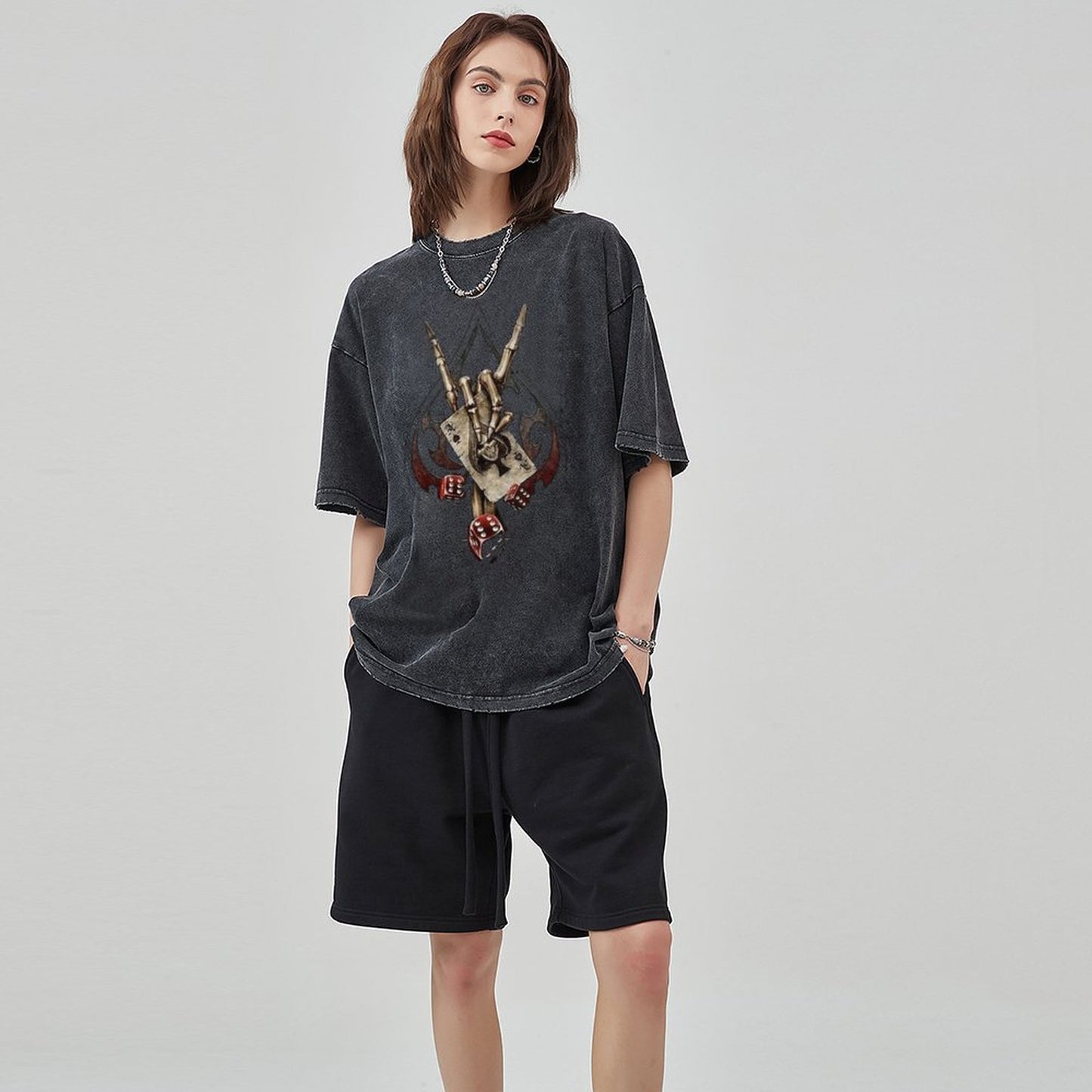 Unisex Vintage Solid Wash T-Shirts 2305103946