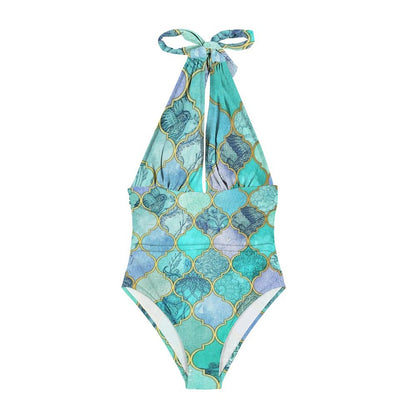 Casual Printed One Piece Swimsuit And Cover Up 2306102203