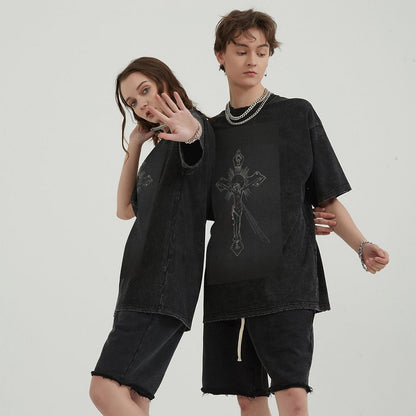 Unisex Vintage Solid Wash T-Shirts 2305103960