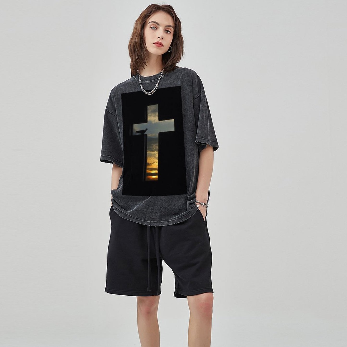 Unisex Vintage Solid Wash T-Shirts 2305103956
