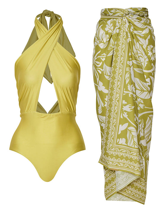 Solid Color Simple Fashion One Piece Swimsuit