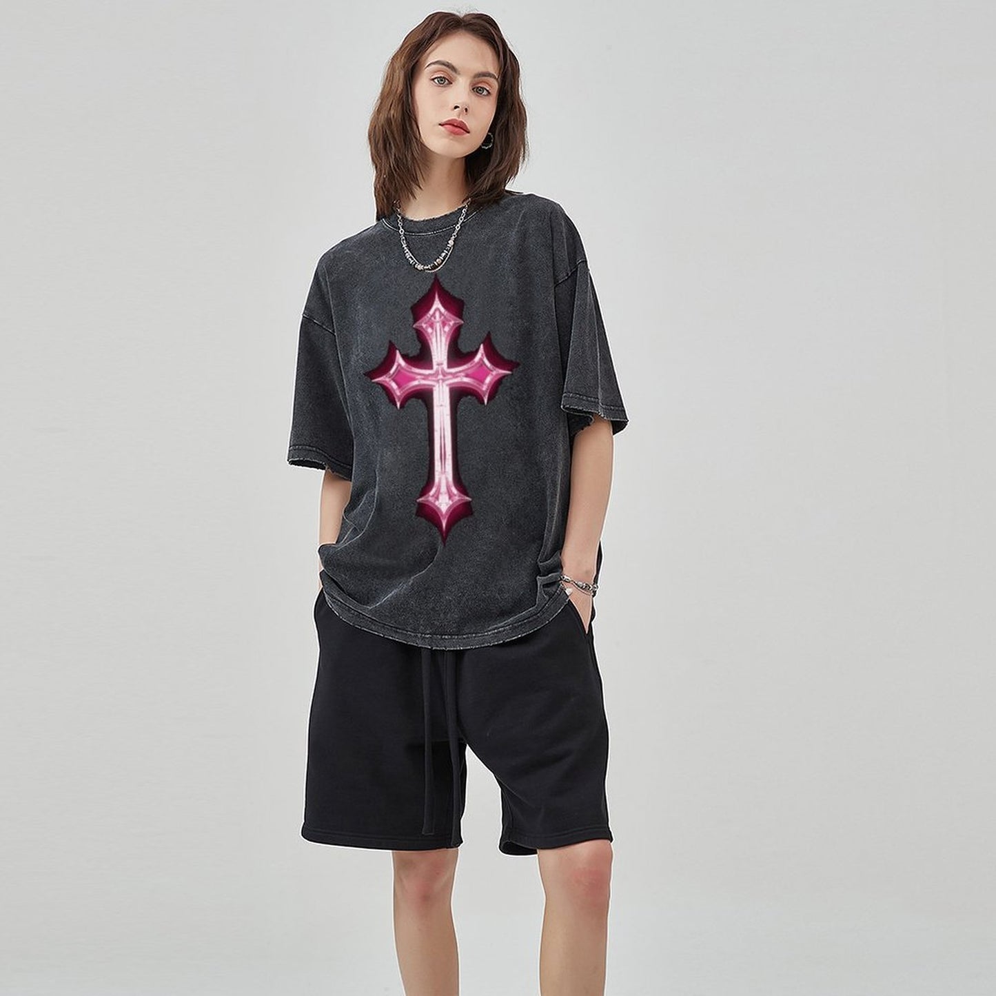 Unisex Vintage Solid Wash T-Shirts 2305103942