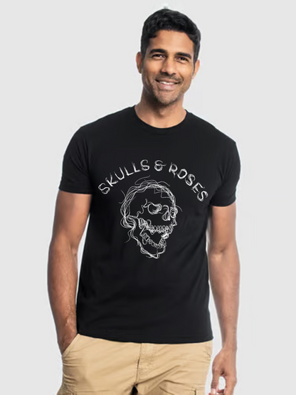 Men's Casual  Skeleton Printed Round Neck Short Sleeve T-Shirt
