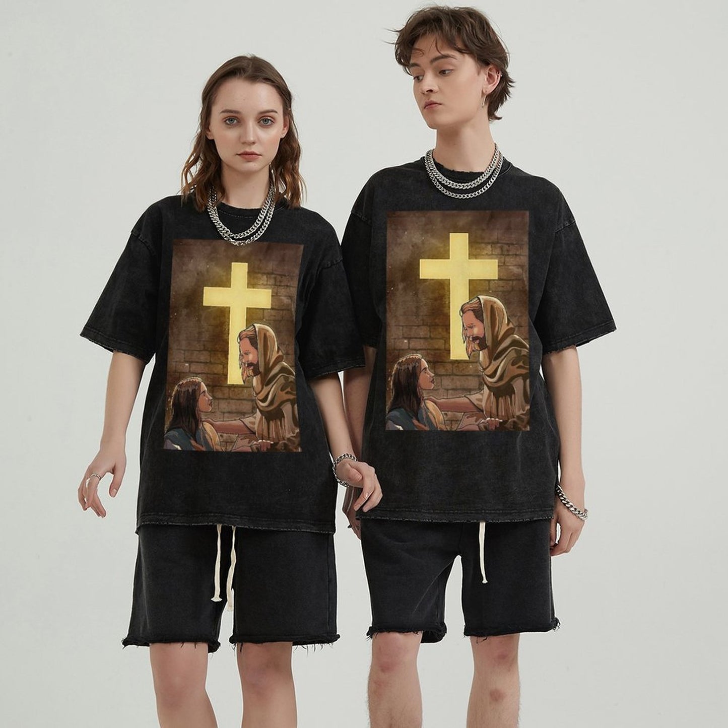 Unisex Vintage Solid Wash T-Shirts 2305103964
