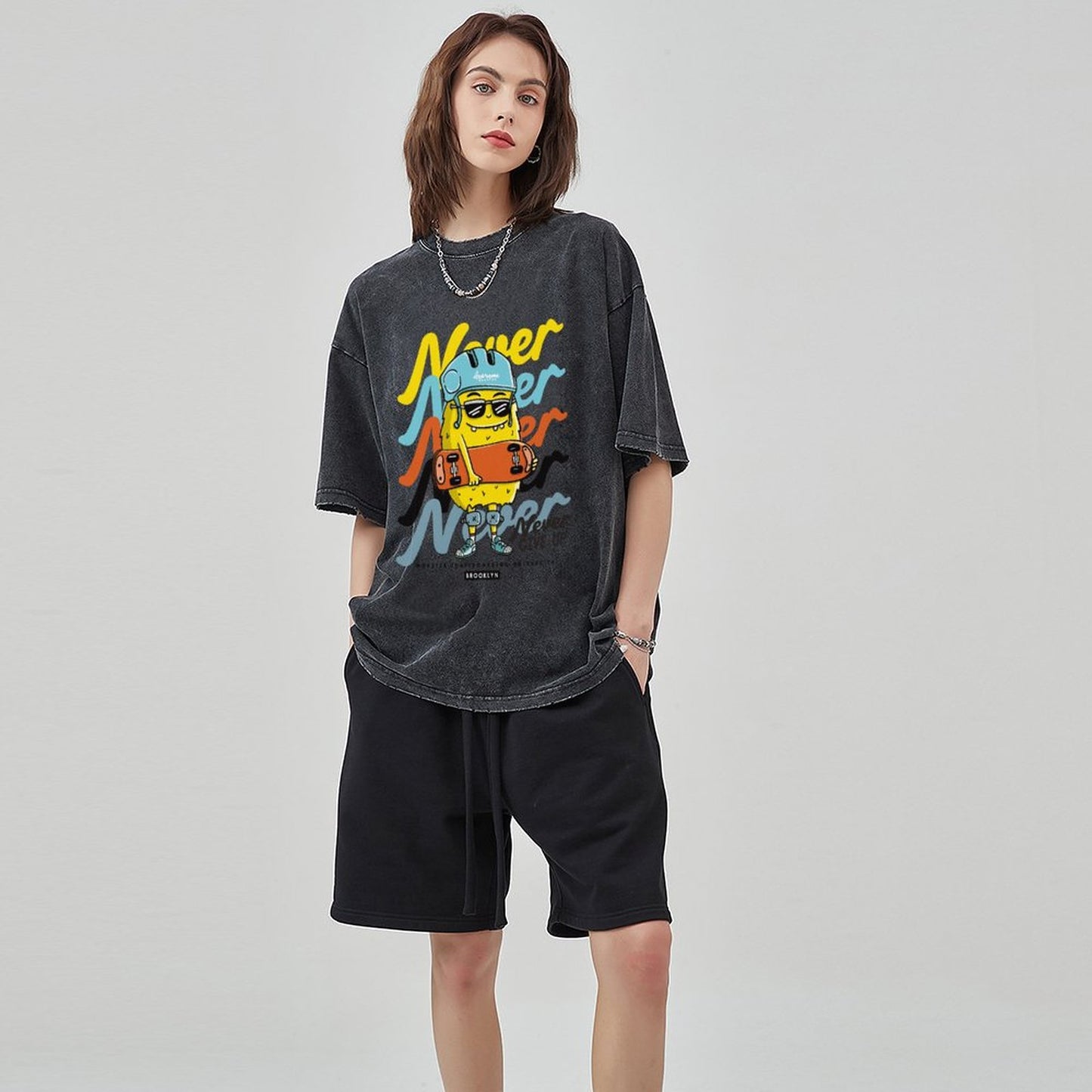 Unisex Vintage Solid Wash T-Shirts 2305103538