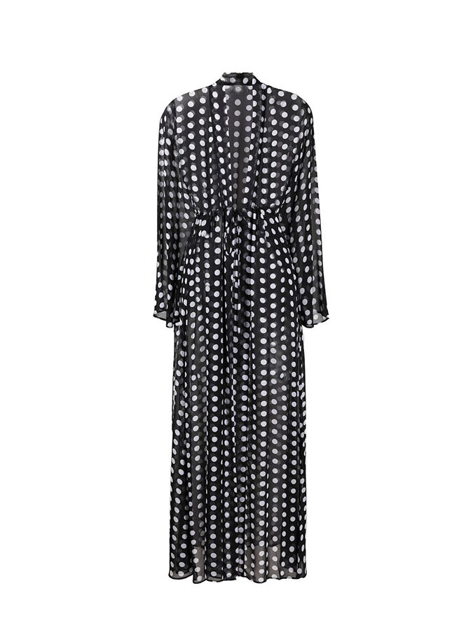 Polka-dot print one piece swimsuits and kimonos