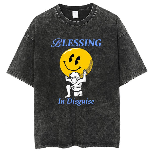 Unisex Vintage Solid Wash Denim T-Shirts 2306102105