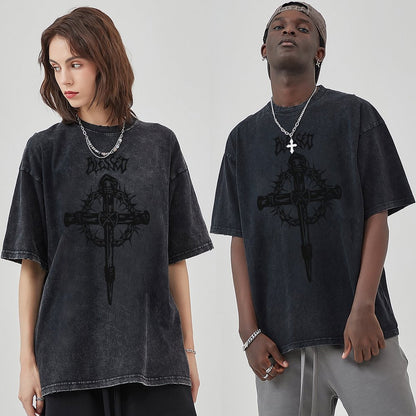 Unisex Vintage Solid Wash T-Shirts 2305102855