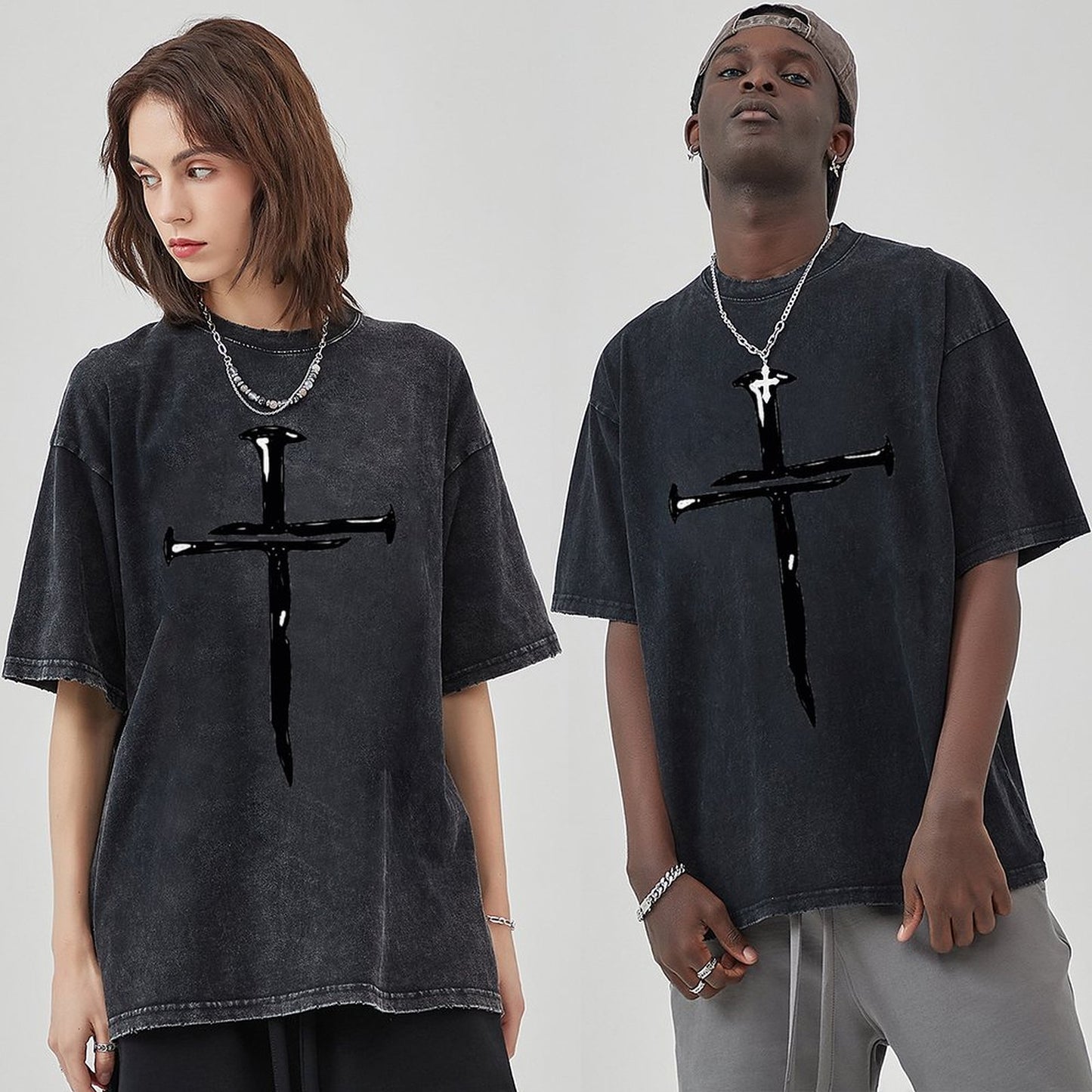 Unisex Vintage Solid Wash T-Shirts 2305103948