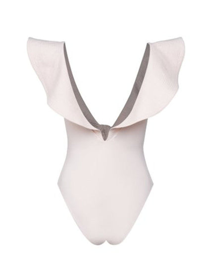 Solid Ruffle One-Piece Swimsuit