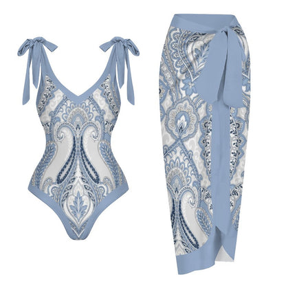 Casual Printed One-Piece Swimsuit And Cover Up 2305103387