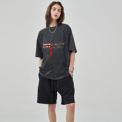 Unisex Vintage Solid Wash T-Shirts 2305102849